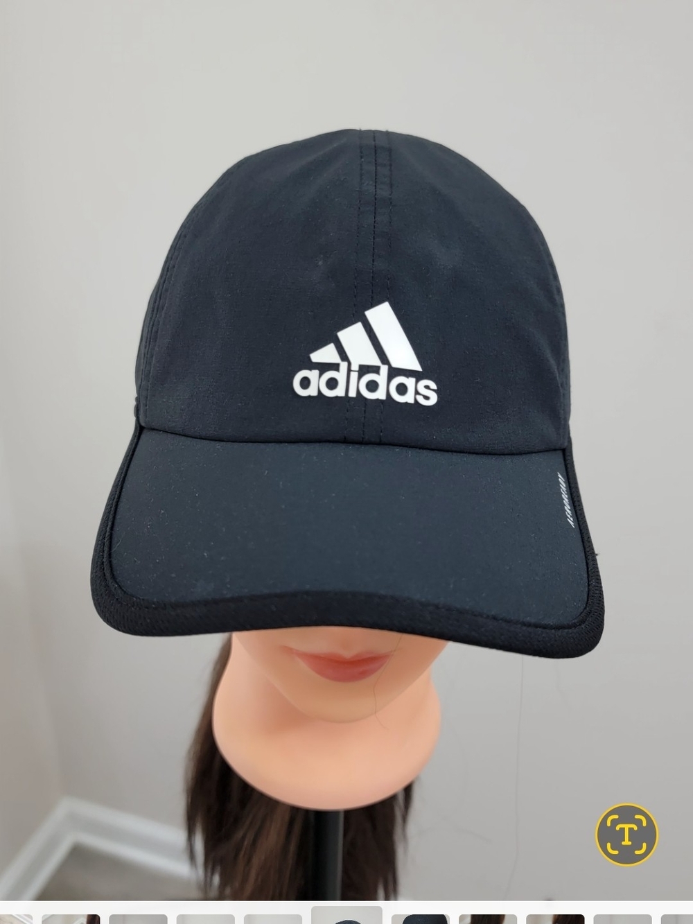 Adidas AEROREADY Black Baseball Cap OSFM Lightweight Logo Adjustable Running Hat